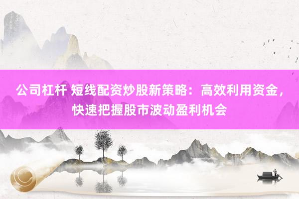 公司杠杆 短线配资炒股新策略：高效利用资金，快速把握股市波动盈利机会