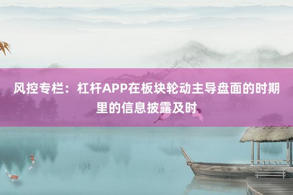 风控专栏：杠杆APP在板块轮动主导盘面的时期里的信息披露及时