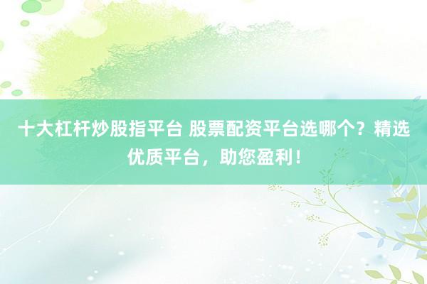 十大杠杆炒股指平台 股票配资平台选哪个？精选优质平台，助您盈利！