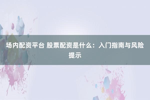 场内配资平台 股票配资是什么：入门指南与风险提示
